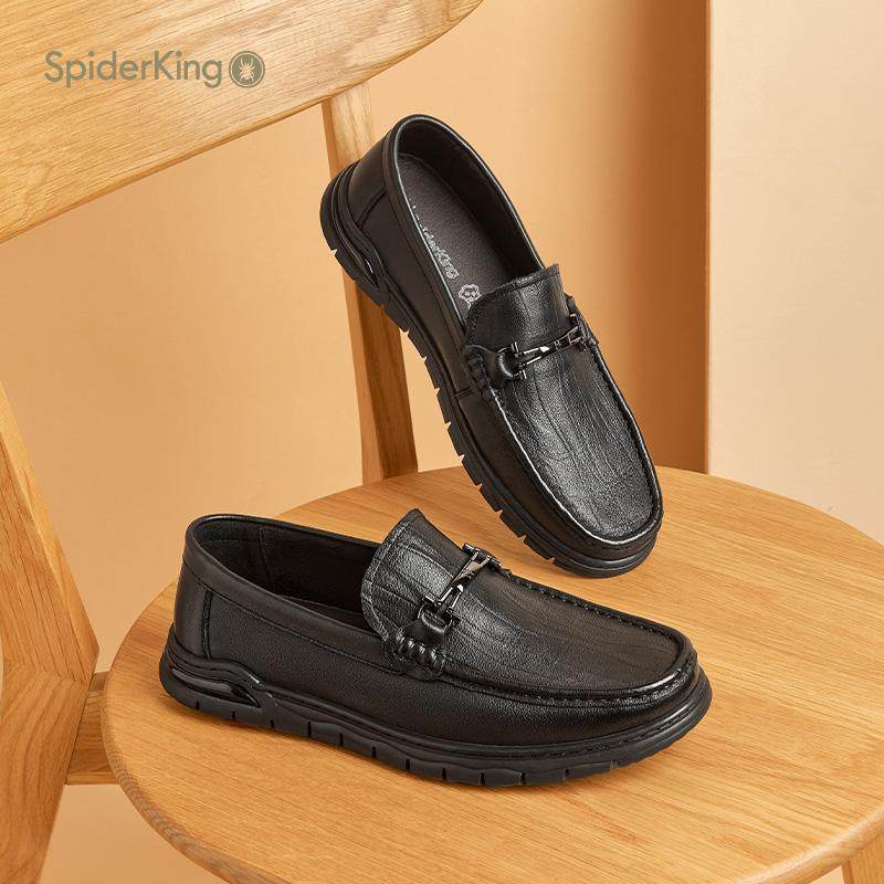 蜘蛛王男鞋官方旗舰店正品2025年秋冬新款羊皮豆豆鞋软底懒人套脚,淘宝优惠券,粉丝福利购,淘宝优惠卷