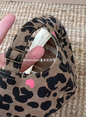 日系女童kt猫豹纹棒球帽 春秋款儿童鸭舌帽男女童遮阳帽渔夫帽