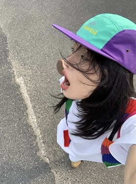 复古美式滑板软顶紫色男女五片帽