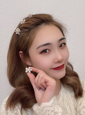 珍珠花瓣韩版少女风后脑勺刘海夹