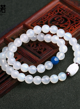 复古白玛瑙手链女士款圆珠多圈