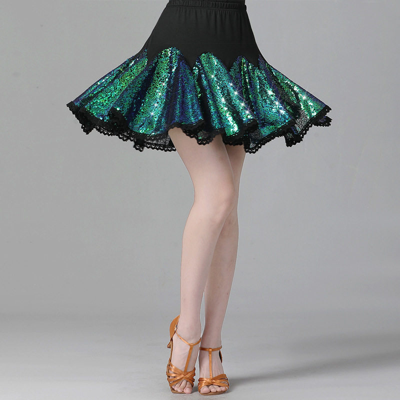 广场舞服装新款亮片三步踩半身大摆短裙子拉丁舞吉特巴舞演出服夏,淘宝优惠券,粉丝福利购,淘宝优惠卷