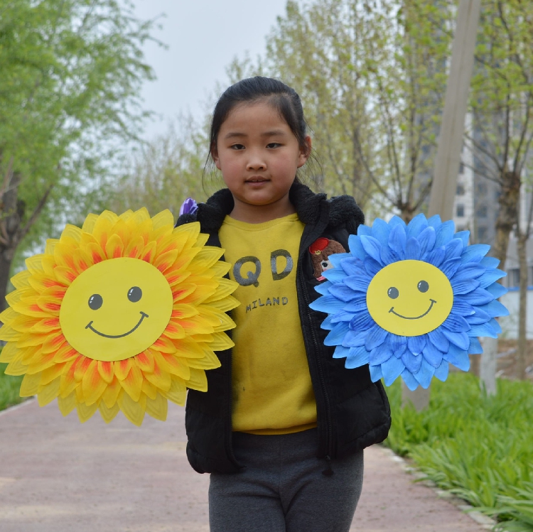 笑脸向日葵仿真花幼儿园舞蹈道具手拿花太阳花运动会入场演出手花-图1