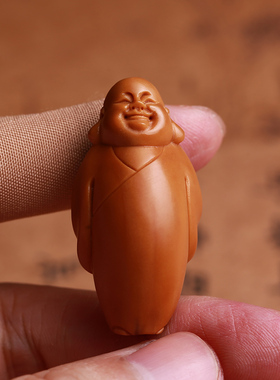 橄榄核财神弥勒配饰苏工单颗吊坠