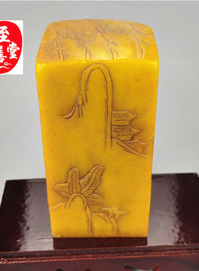 兰花印章风水玄关摆件寿山石雕