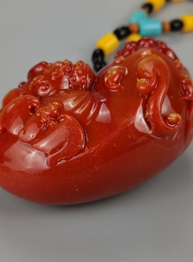 手把件旺财貔貅寿山石雕