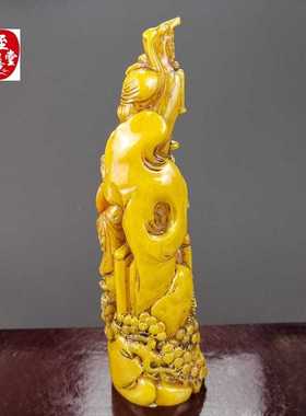 仿玉石寿山石田黄石仕女图客厅办公室玄关摆件家居装饰山水摆件