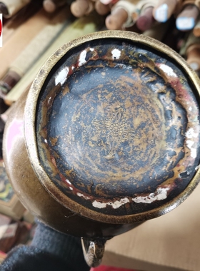 古玩收藏老包浆西藏风格超大圆墩铜水壶茶壶客厅装饰摆件