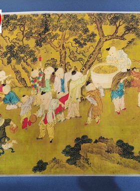仿古画名人字画精品长卷画客厅装饰画手卷苏汉臣长春百子图