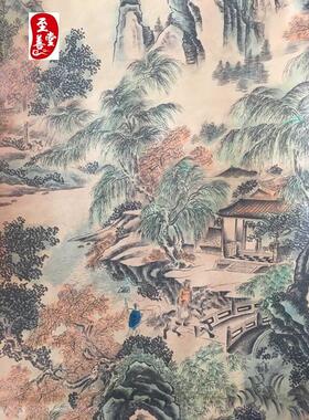 张大千走马上任仿古画名人国画山水客厅办公室装饰画中堂卷轴画