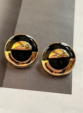 欧美复古黑色滴油圆形项链耳环女