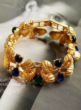 欧美中古风复古树叶链条项链手链