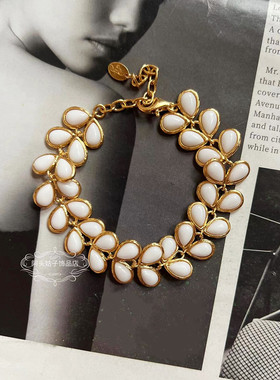 欧美中古风白色琉璃项链手链女