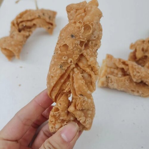 湖北天门传统特产焦叶翻饺子香酥麻叶子油炸麻花零食制作 - 图1