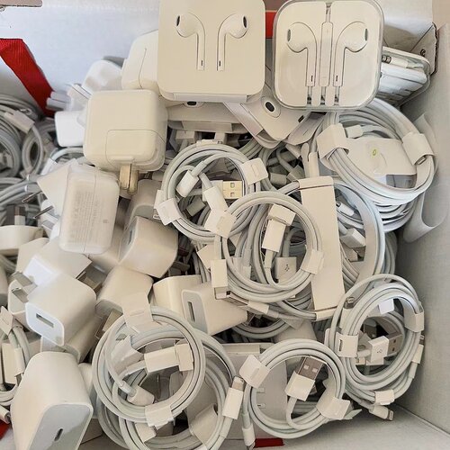 拆机适用苹果XS 7 8P xr 14 13 11 12pro max充电数据线 原装耳机 - 图1