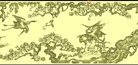 松鹤延年-1东阳木雕工艺品挂件挂屏屏风扫描精雕图