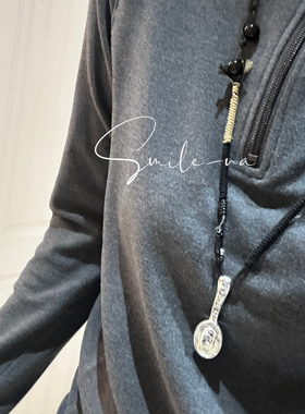 韩国进口小众款S925纯银勺子吊坠项链手工编绳配饰秋冬毛衣链