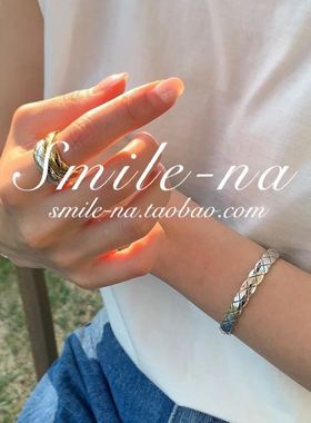 韩国进口ins超质感菱形格纹手镯