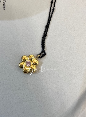 镀金法式花朵锁骨链小众925纯银