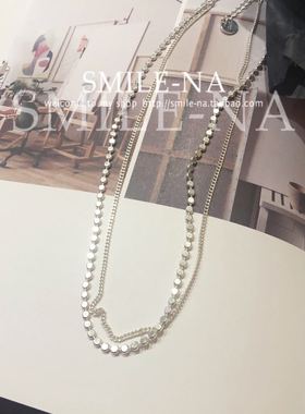 韩国进口纯银双层时尚风锁骨链