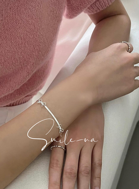 韩国进口小众款925纯银立体蝴蝶结蛇骨链条可爱时尚手链手环