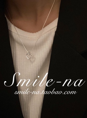 韩国锁骨链爱心925纯银镂空