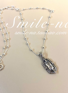 韩国进口纯银法式复古吊坠锆石