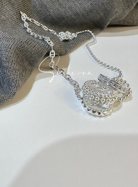 韩国925纯银猪鼻子吊坠项链圆环