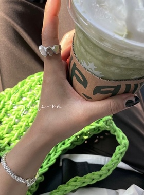 指环925纯银不规则宽面设计师款