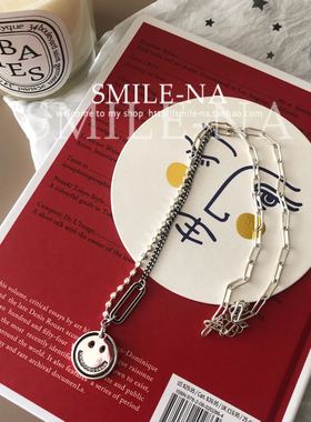 韩国进口925纯银笑脸女锁骨链
