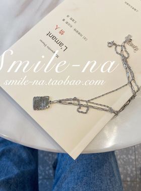 东大门纯银不规则方块拼接锁骨链