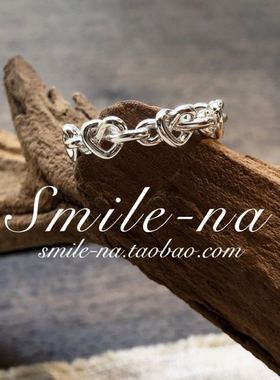 韩国进口925纯银桃心开口戒指