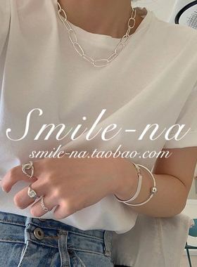 韩国进口纯银重工别针拼接项链