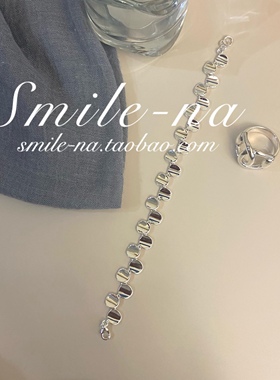 纯银重工实心拼接不规则手链手环