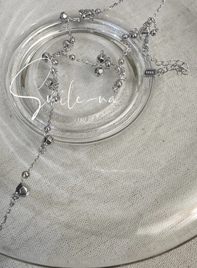 韩国进口小众S925纯银不规则银球圆球时尚Y字项链流苏链条项链