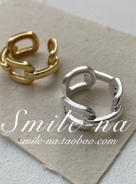 韩国进口925纯银厚实拼接戒指