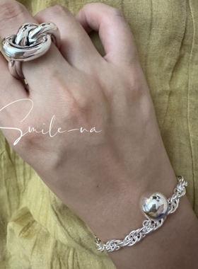 韩国进口小众设计S925纯银光面打结造型戒指女时尚百搭指环食指戒