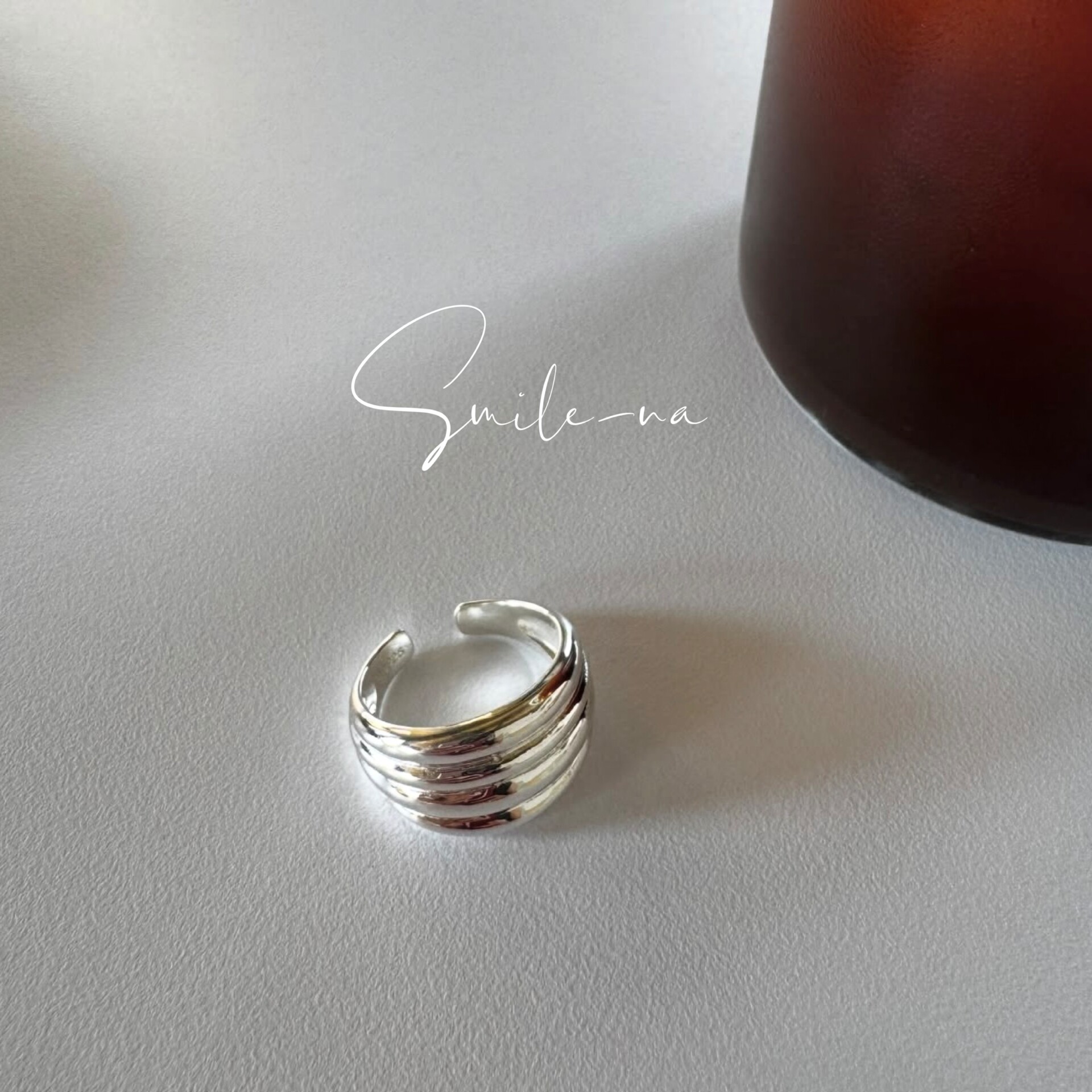 South Korea imported S925 sterling silver niche design wide opening multi-layer design ring fashionable and versatile ring