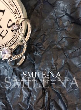 韩国进口925锆石开口戒指纯银