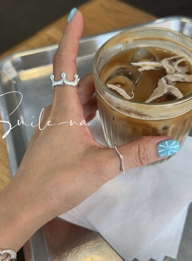 韩国进口S925纯银小众设计皇冠造型戒指简约百搭时尚个性指环