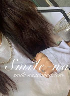 韩国进口重工实心U型马蹄扣项链