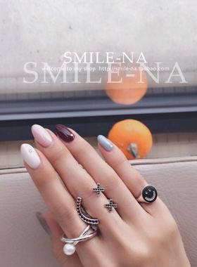 韩国Avec new york同款925纯银镶钻笑脸开口戒指 指环 关节戒