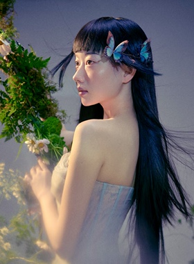 倾国妖姬幻彩真丝蝴蝶真丝绢花原创设计手工定制国风汉服配饰发夹