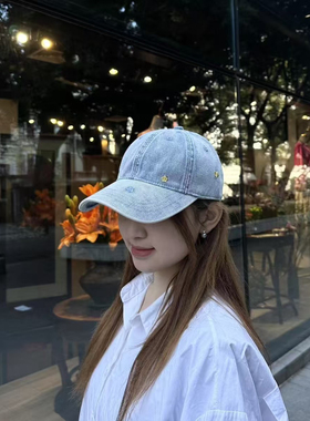 帽子女2025早春新款高品质牛仔棒球帽软顶时尚小花刺绣百搭鸭舌帽