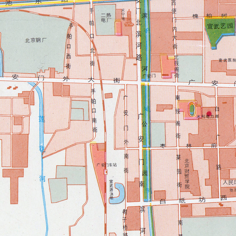 1987年北京城区地图电子手绘老地图历史地理资料素材-图1