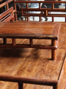 黄花梨  明清家具 三围屏曲尺罗汉床 床铺