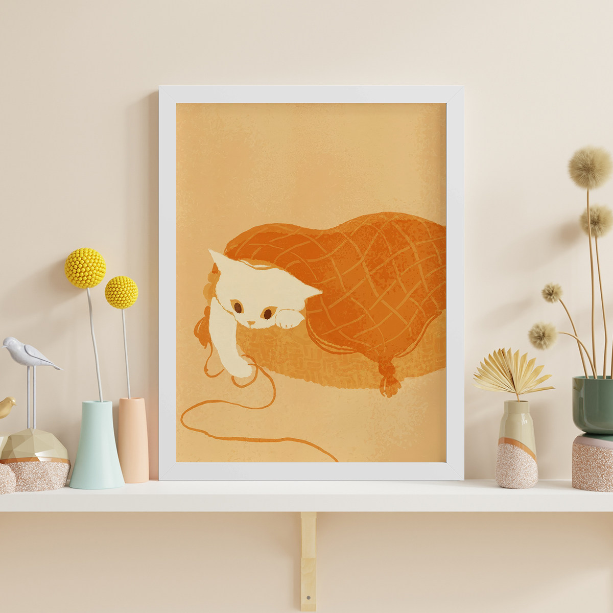 小清新客厅卧室沙发动物猫卡通漫画简约装饰画挂画艺术框油画壁画,淘宝优惠券,粉丝福利购,淘宝优惠卷