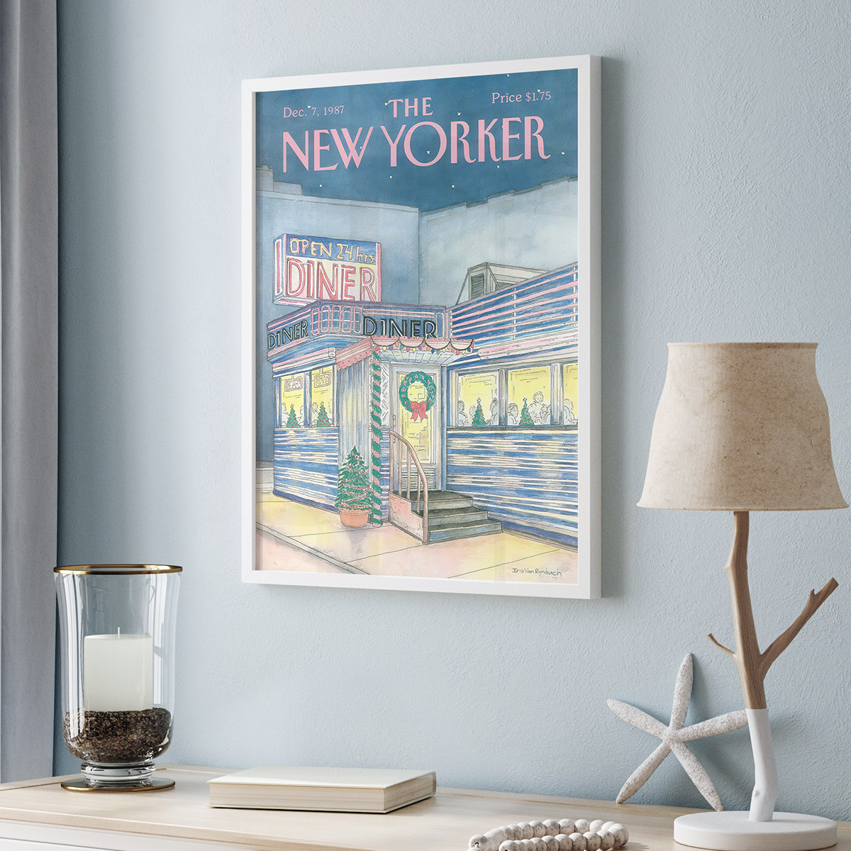 The New Yorker圣诞节插画客厅卧室沙发装饰画挂画艺术框油画壁画,淘宝优惠券,粉丝福利购,淘宝优惠卷