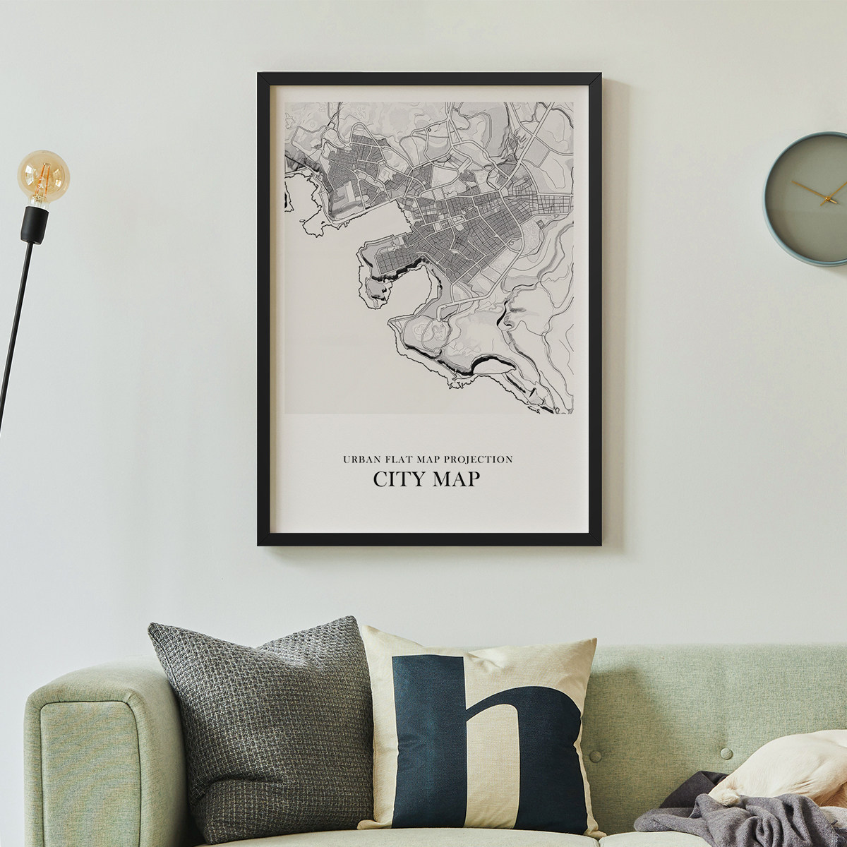 城市地图素描客厅卧室沙发建筑城市黑白装饰画挂画艺术框油画壁画,淘宝优惠券,粉丝福利购,淘宝优惠卷