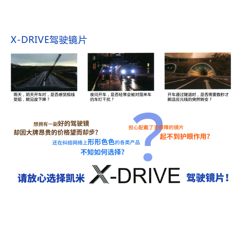 凯米X-DRIVE驾驶镜片1.6 U6膜含PUV 滤减眩光驾驶专用近视眼镜片 - 图3